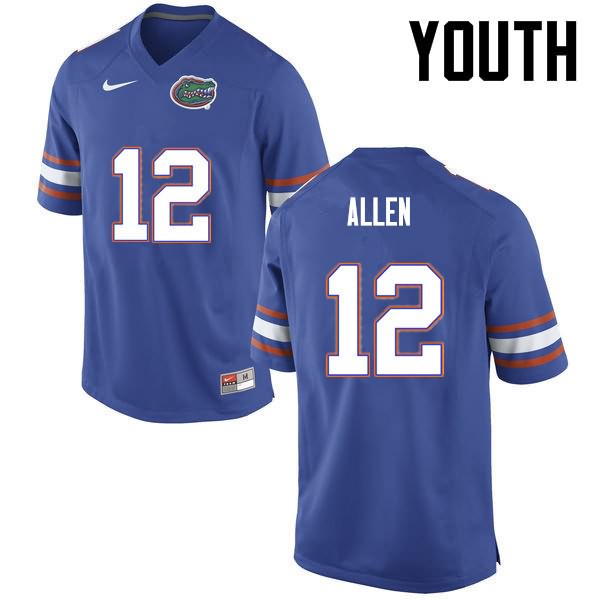 NCAA Florida Gators Jake Allen Youth #12 Nike Blue Stitched Authentic College Football Jersey VZA1264GR